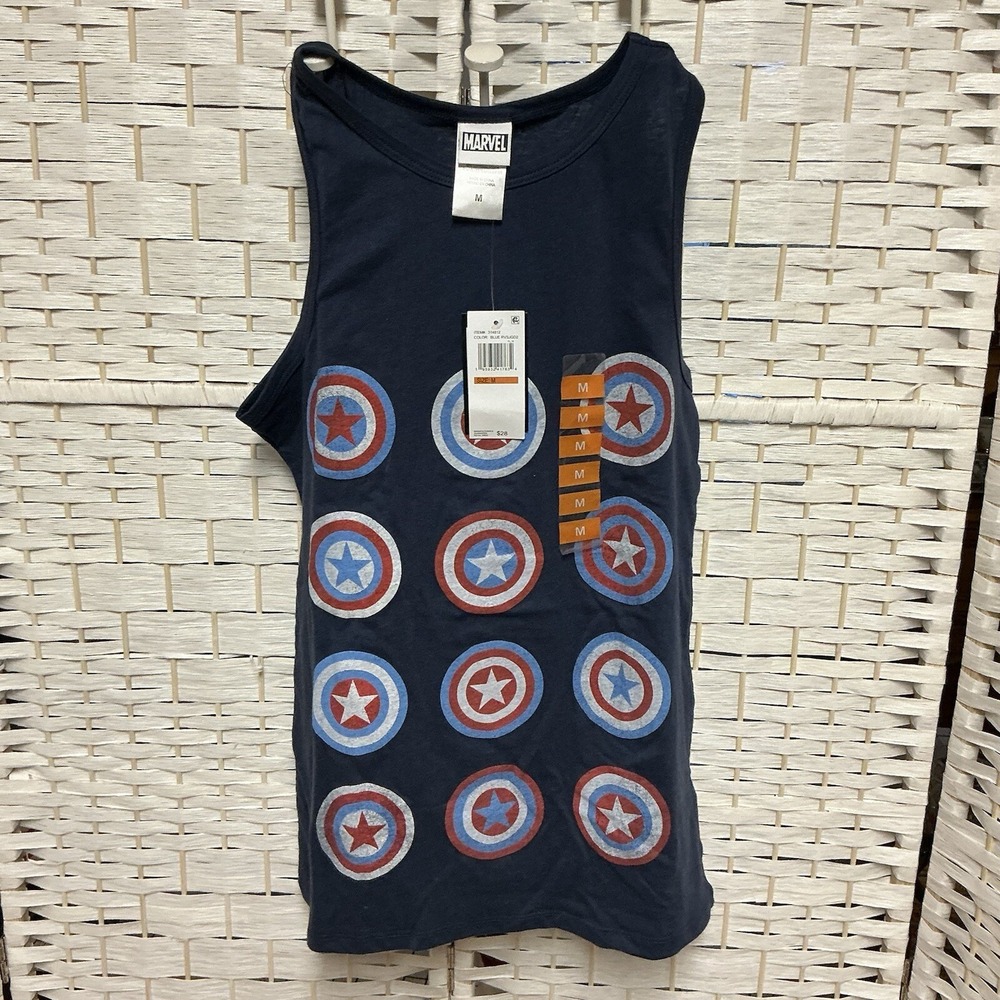 Marvel CAPTAIN AMERICA Tank Top, Navy Blue, Size M, NWT (for Men, Ladies, Youth)